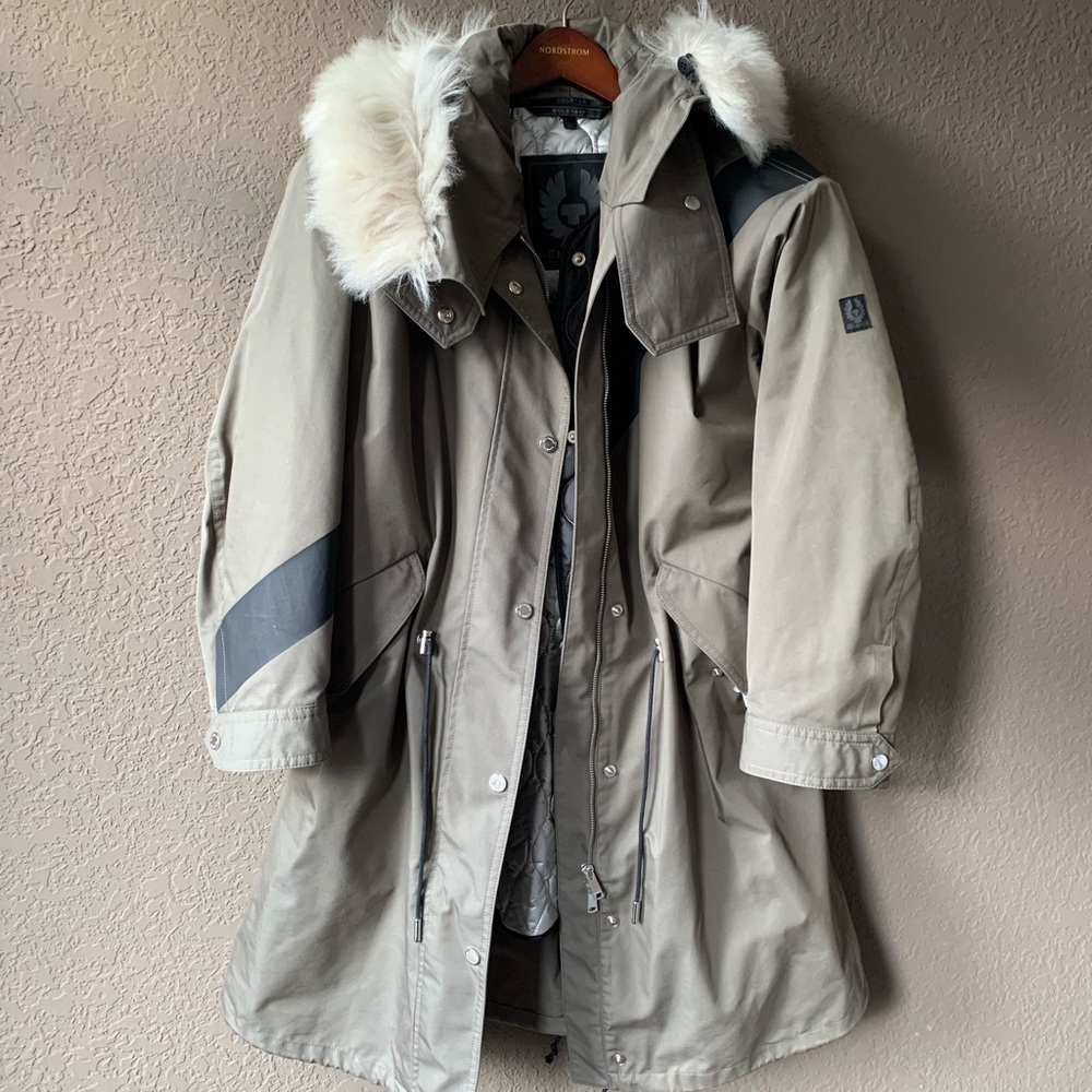 Belstaff olive green shearing trim hooded jacket - Picture 6 of 16